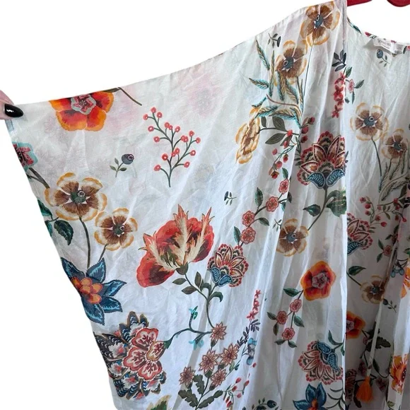 Johnny Was White Floral Ardella Swim Cover Up Kimono L XL - Picture 4 of 14